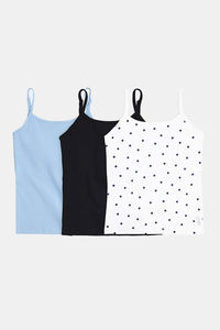 YouGotPlanB Girls Cotton Padded Camisole (Pack of 3) - Multicolor — thumbnail 1